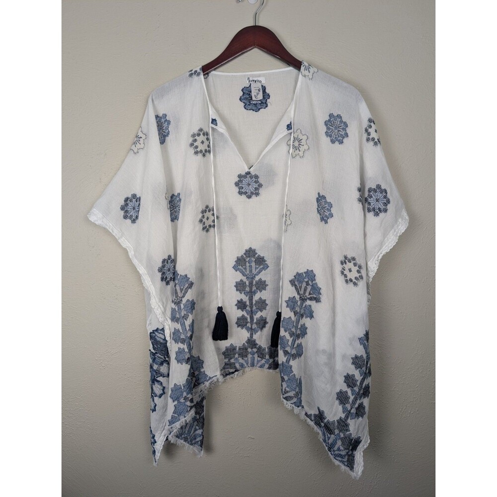 J. Jill Tasseled Fringe Lace Trim Poncho - Picture 5 of 15